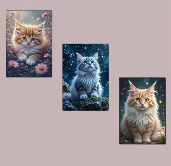 Diamond Painting 3 verschiedene Katzen